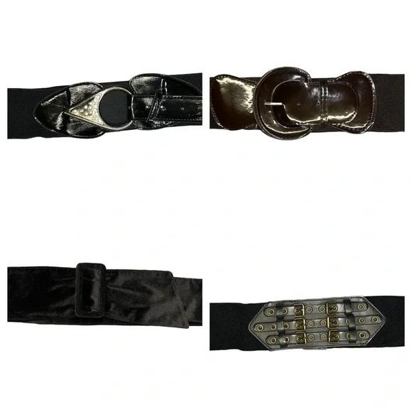 4 Four Black Belts One Size Small medium Adjustable Statement pieces over sized - Picture 1 of 9